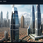 **

"A bustling virtual cityscape blending futuristic skyscrapers with traditional Middle Eastern architecture, showcasing diverse digital avatars trading virtual properties. Overlay market charts indicating real estate growth in Asia, Latin America, and Europe."

**