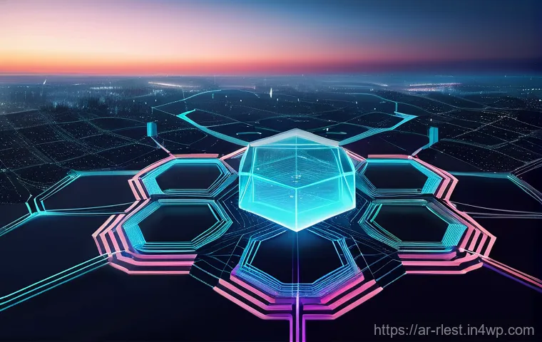 가상 부동산 투자에 대한 장기 전망 - A vibrant, futuristic cityscape within a metaverse, featuring towering digital buildings and lush vi...