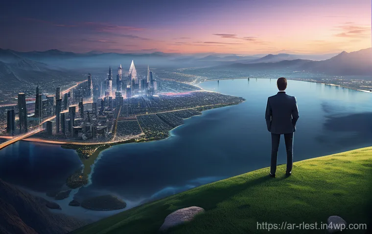 가상 부동산 투자 시 자산 분산 효과 - **Prompt:** A bustling, vibrant virtual cityscape under active construction and development. Diverse...