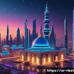 가상 부동산의 법적 소유권 개념 - A detailed digital artwork of a futuristic metaverse cityscape featuring virtual land parcels outlin...
